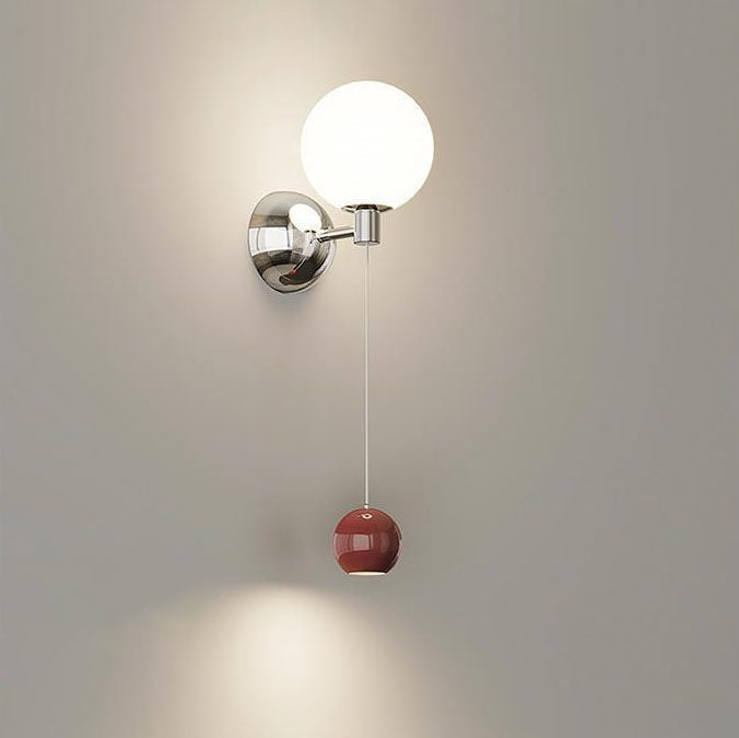 Contemporary Simplicity Glass Shade Iron Ball LED Wall Sconce Lamp For Bedroom