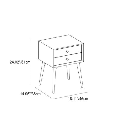 Mesa auxiliar rectangular de madera nórdica contemporánea con 2 cajones para sala de estar 