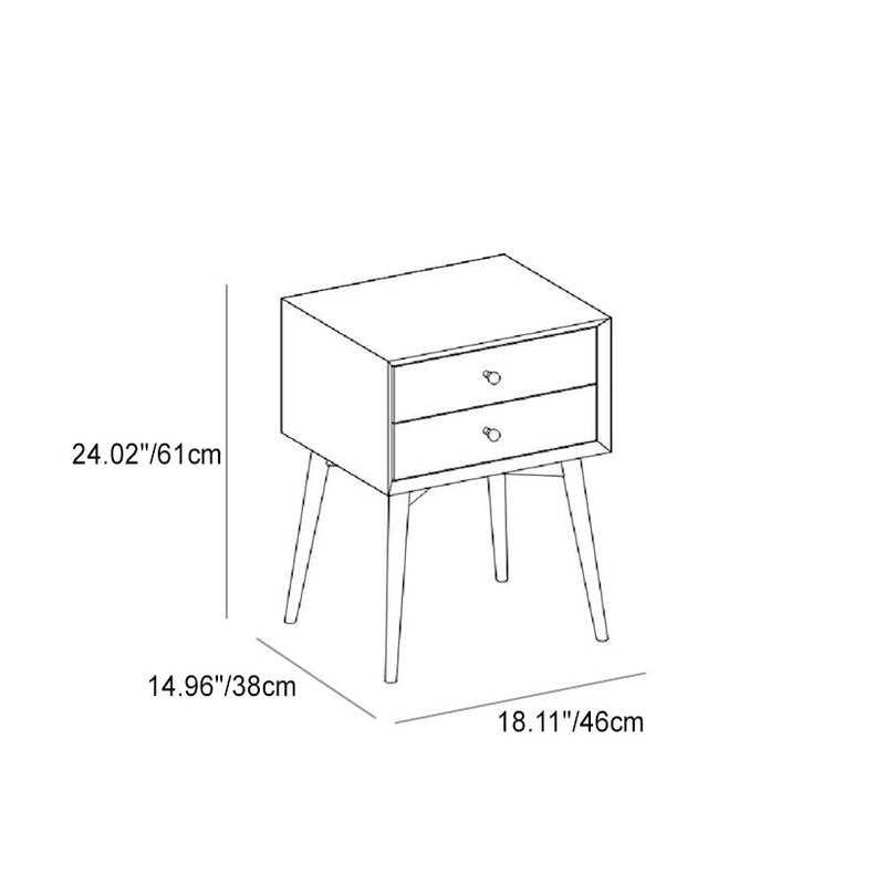 Mesa auxiliar rectangular de madera nórdica contemporánea con 2 cajones para sala de estar 