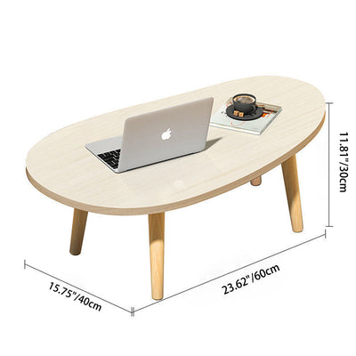 Modern Minimalist Teardrop Oval Artificial Panel Solid Wood Coffee Table For Living Room