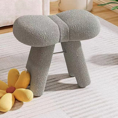 Contemporary Scandinavian Lambswool Butterfly Design Vanity Stool For Bedroom