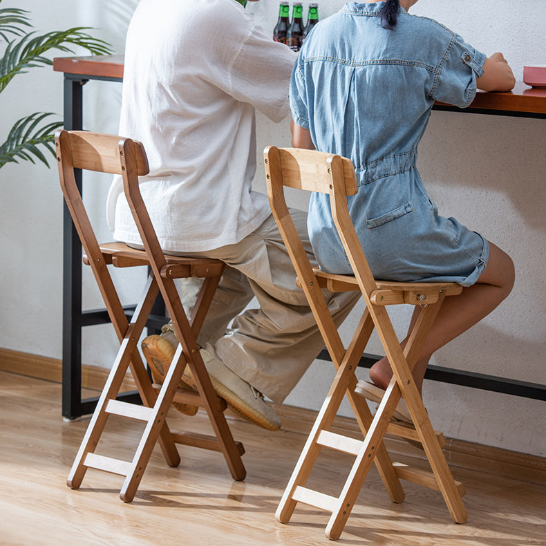 Contemporary Retro Round Foldable Solid Wood Bar Stool Backrest For Dining Room