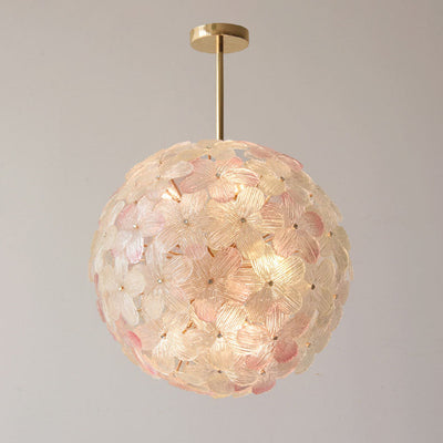 Modern Art Deco Cinquefoil Spherical Cylindrical Glass Iron 6/8 Light Chandelier For Living Room