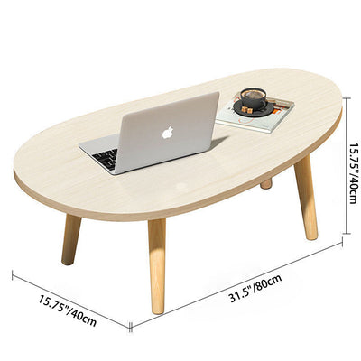 Modern Minimalist Teardrop Oval Artificial Panel Solid Wood Coffee Table For Living Room