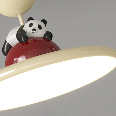 Contemporary Creative Cartoon Panda Elephant Iron Acrylic LED Semi-Flush Mount Ceiling Light For Bedroom