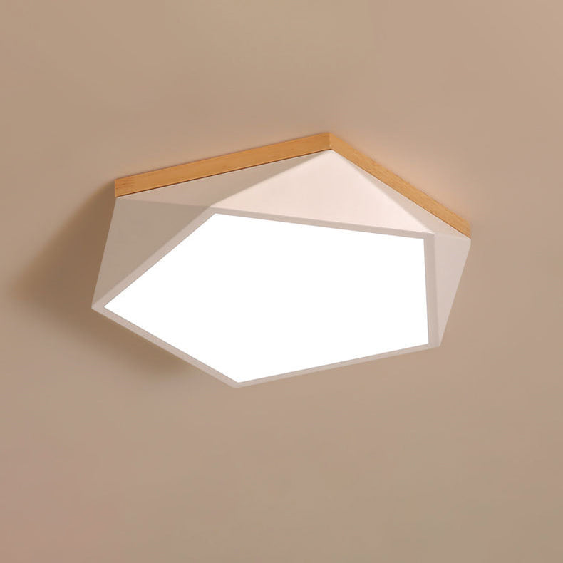 Contemporary Scandinavian Iron Acrylic Polygon LED Flush Mount Ceiling Light For Bedroom