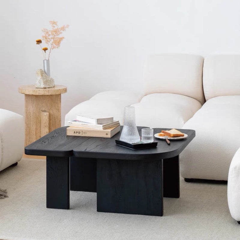 Contemporary Nordic Square Shaped Combination Pine Wood Ash Wood Coffee Table For Living Room