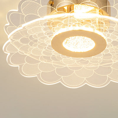 Modern Minimalist Flower Metal Acrylic LED Semi-Flush Mount Ceiling Light For Bedroom