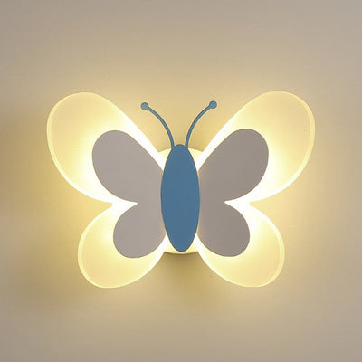 Contemporary Creative Acrylic Butterfly Design Iron LED Wall Sconce Lamp For Bedroom