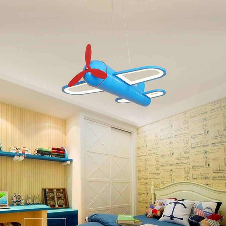 Contemporary Creative Airplane Iron Acrylic LED Pendant Light For Bedroom