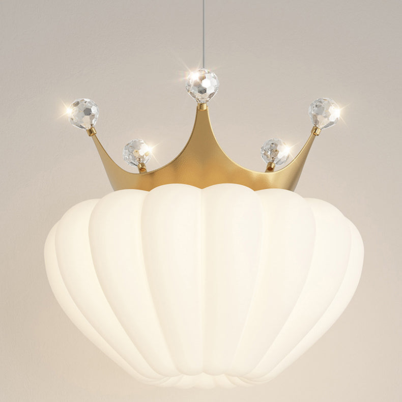 Contemporary Creative Kids Cloud Crown Iron PE Crystal LED Pendant Light For Bedroom