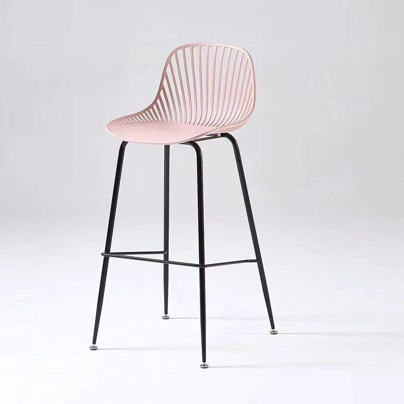 Contemporary Scandinavian Round Plastic Bar Stool Backrest Footrest For Dining Room