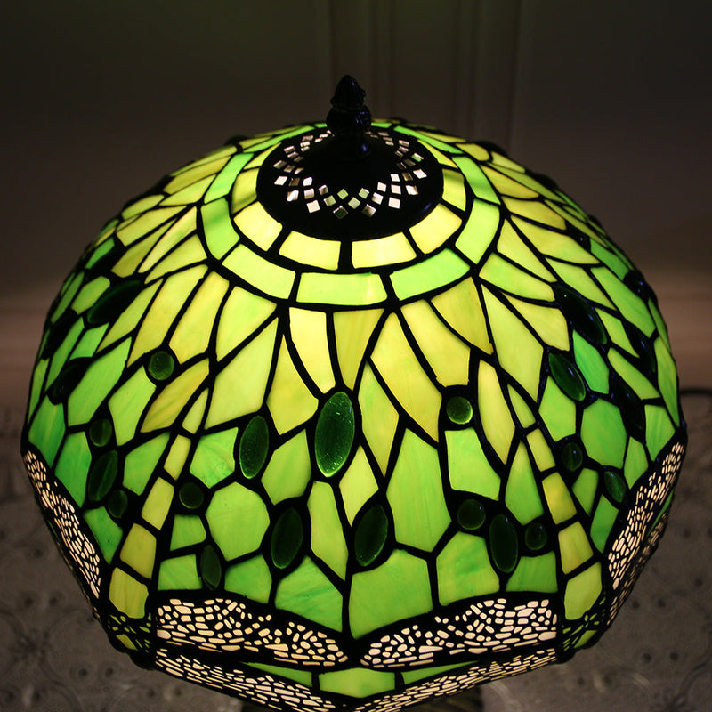 Traditional Tiffany Dragonfly Stained Glass Resin Base 1-Light Table Lamp For Home Office