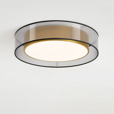 Contemporary Nordic Iron Brass Acrylic Round LED Flush Mount Ceiling Light For Living Room