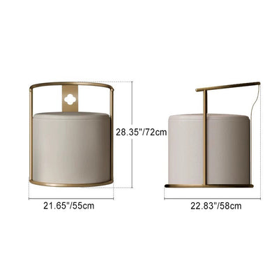 Contemporary Creative Microfiber Leather Metal Cylinder Vanity Stool For Bedroom