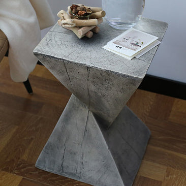 Contemporary Industrial Square Geometric Magnesium Clay Side Table For Living Room