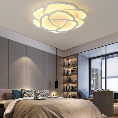 Modern Minimalist Rose Shape Iron Acrylic LED Flush Mount Ceiling Light For Bedroom