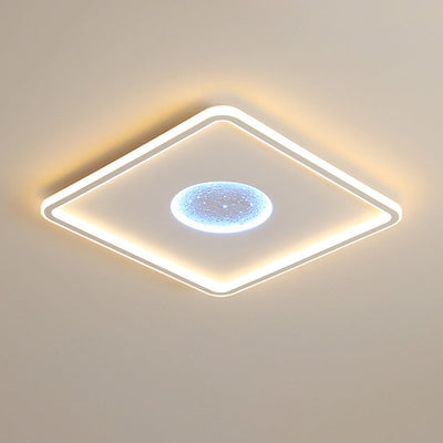 Modern Minimalist Lunar Surface Round Cloud Triangle Square Acrylic Iron LED Flush Mount Ceiling Light For Bedroom