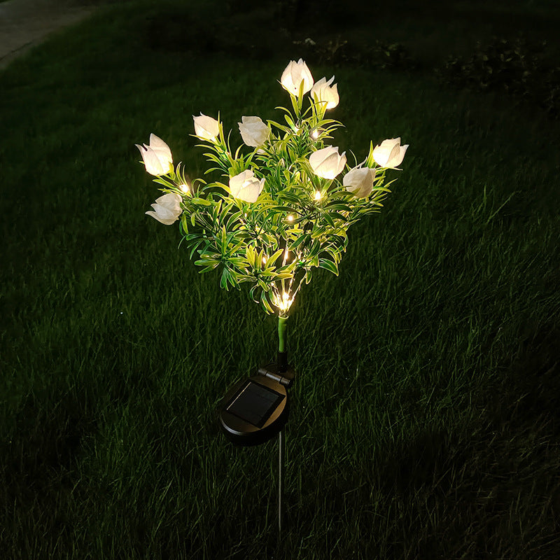 Contemporary Creative Waterproof Imitation Gardenia LED Solar Lawn Insert Light For Outdoor Patio