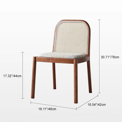 Traditional Chinese Square Weaving Wood Fabric Foam Dining Chair Four Legs Backrest For Dining Room