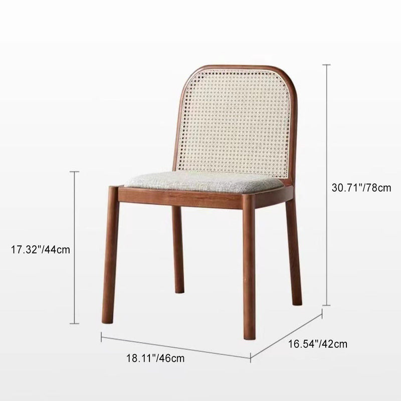 Traditional Chinese Square Weaving Wood Fabric Foam Dining Chair Four Legs Backrest For Dining Room