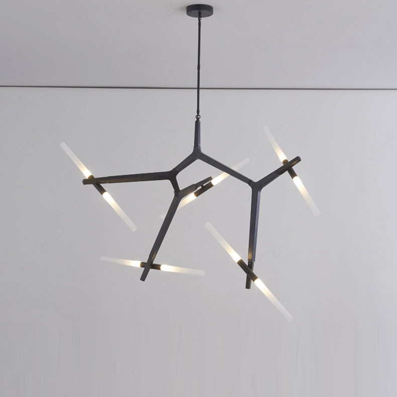 Modern Minimalist Dendritic Alloy Iron Acrylic 10/16 Light Chandelier For Living Room