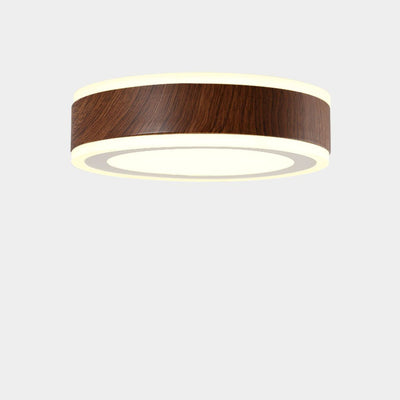 Modern Minimalist Round Square Wood Grain Hardware Acrylic LED Flush Mount Ceiling Light For Living Room