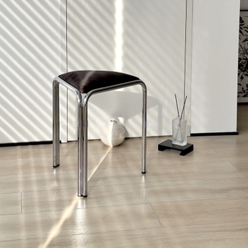 Modern Minimalist Triangle Fabric Stainless Steel Vanity Stool Backless Armless For Bedroom