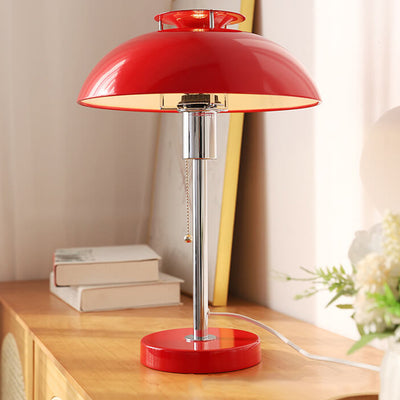 French Vintage Iron Round Dome 1-Light Table Lamp