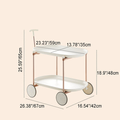 Contemporary Nordic Oval Round ABS Aluminum End Table 2-Tier For Living Room