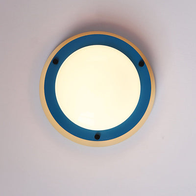 Modern Minimalist Colorful Iron Acrylic Disc Splicing LED Flush Mount Ceiling Light For Bedroom