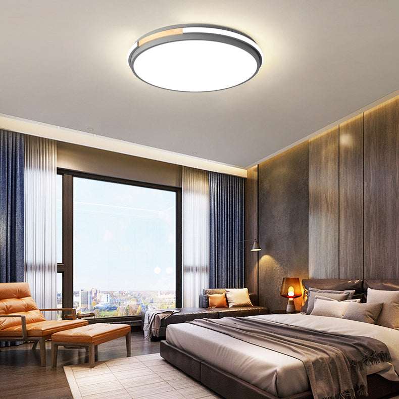 Modern Minimalist Round Circle Iron Acrylic LED Flush Mount Ceiling Light For Bedroom