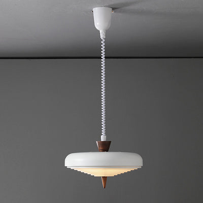 Contemporary Nordic Solid Wood Iron Flying Saucer 1-Light Pendant Light For Dining Room