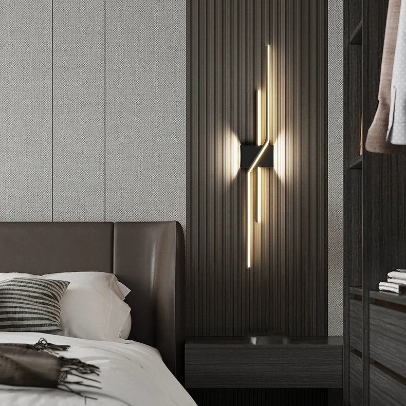 Modern Minimalist Aluminum Geometric Long Straight Line LED Wall Sconce Lamp For Living Room