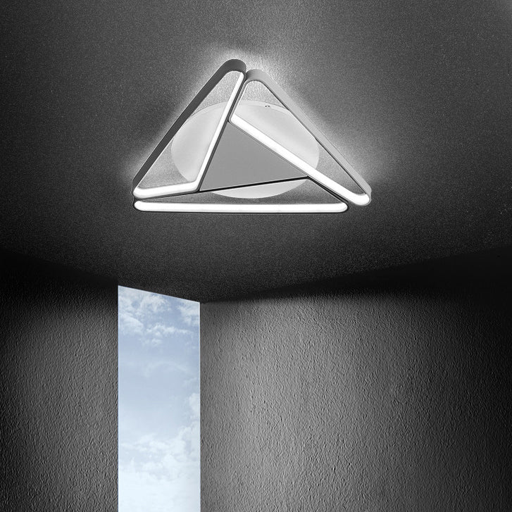 Contemporary Simplicity Aluminum Geometric Triangle Silicone LED Flush Mount Ceiling Light For Living Room