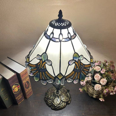 Traditional Tiffany Dome Iron Glass 1-Light Table Lamp For Living Room