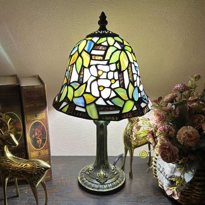 Traditional Tiffany Dome Iron Glass 1-Light Table Lamp For Study