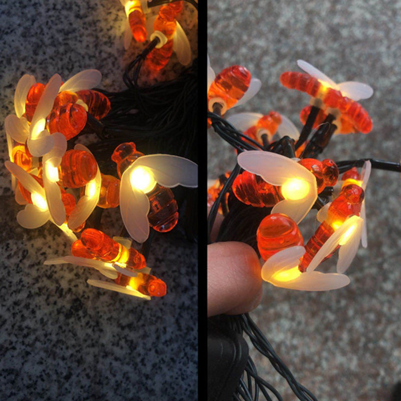 Modern Art Deco Waterproof Solar Honey Bees Decoration Plastic LED Outdoor String Light For Garden