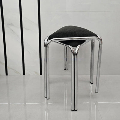 Modern Minimalist Triangle Fabric Stainless Steel Vanity Stool Backless Armless For Bedroom