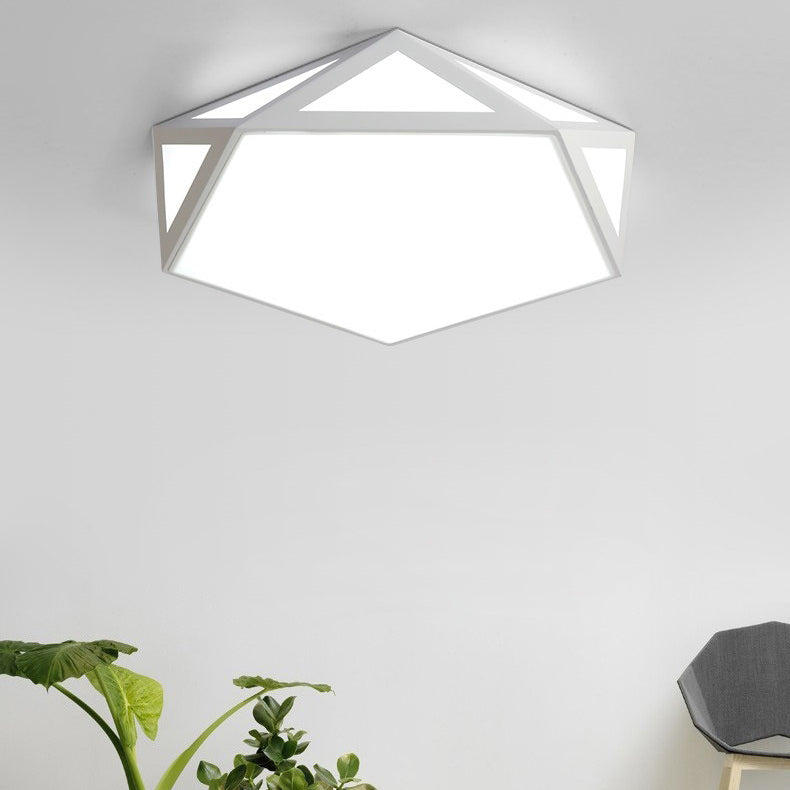 Modern Simplicity Openwork Diamond Acrylic Shade LED Flush Mount Ceiling Light For Living Room