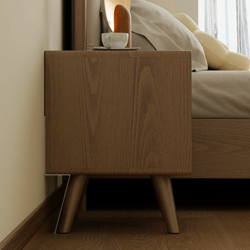 Modern Simplicity Square Rubber Wood Nightstand 1/2 Drawer For Bedside