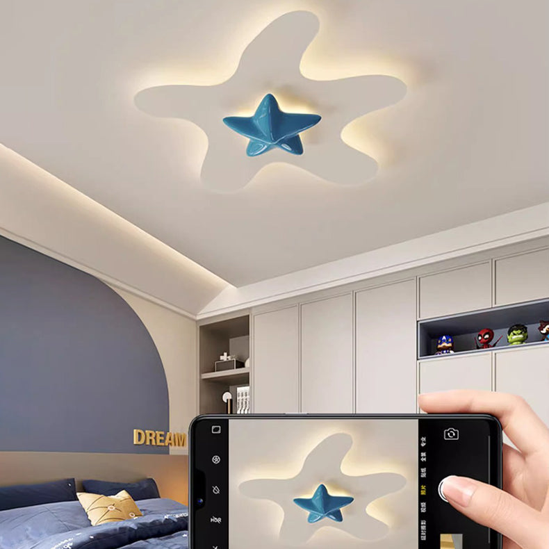 Modern Simplicity Star Iron Resin LED Flush Mount Ceiling Light For Bedroom