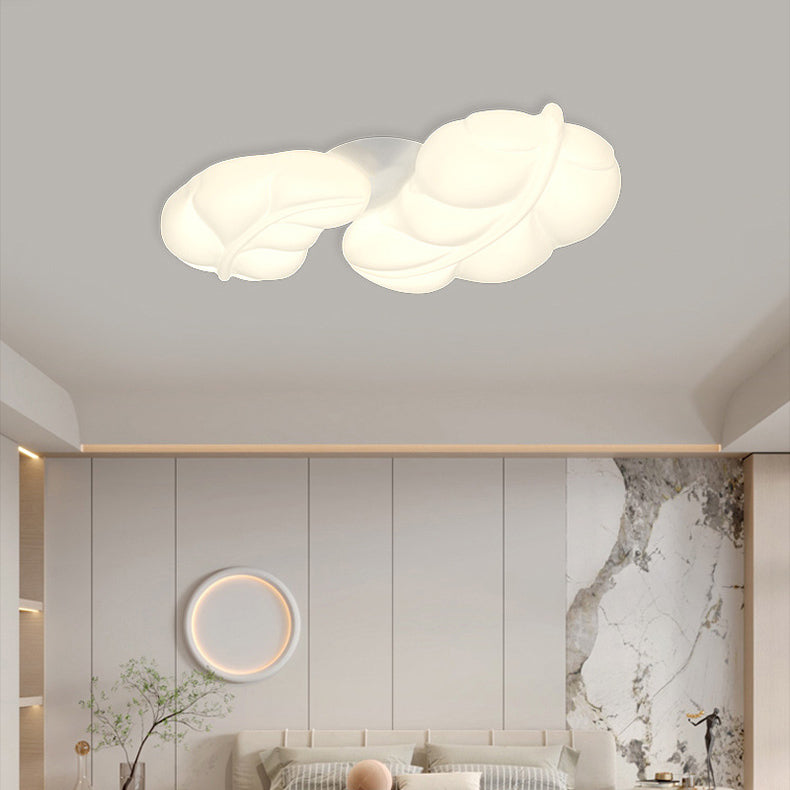 Contemporary Nordic PE Leaves Shade LED Flush Mount Ceiling Light For Bedroom