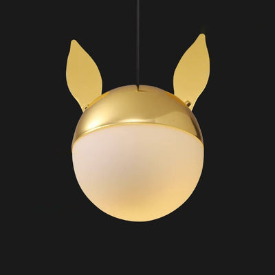 Contemporary Creative Cartoon Animal Iron Glass Ball 1-Light Pendant Light For Living Room