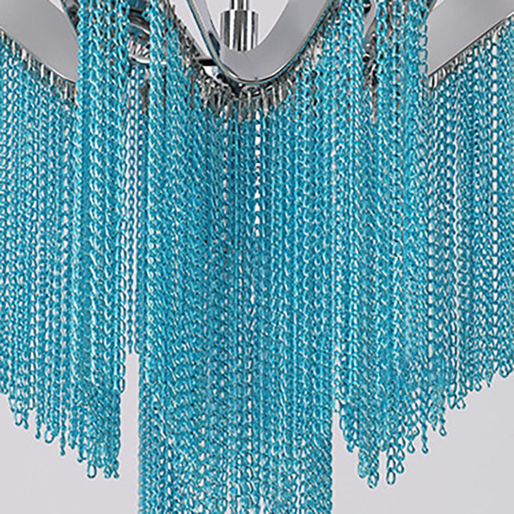 Modern Luxury Tassel Chain Iron Aluminum 3-Light Chandelier For Living Room