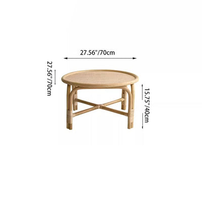 Contemporary Nordic Round Rattan Coffee Table For Living Room