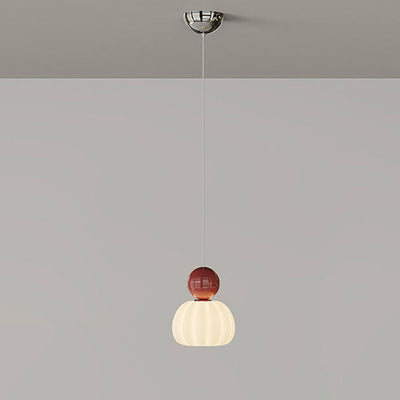 Contemporary Simplicity Pumpkin PE Shade Iron Ball LED Pendant Light For Bedroom