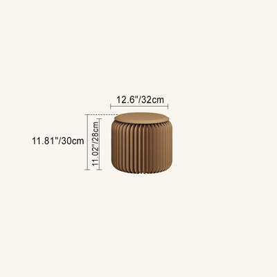 Contemporary Scandinavian Cylinder PU Leather Foldable Kraft Paper Footstool For Entryways