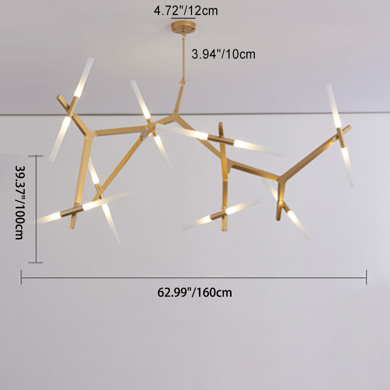 Modern Minimalist Dendritic Alloy Iron Acrylic 10/16 Light Chandelier For Living Room