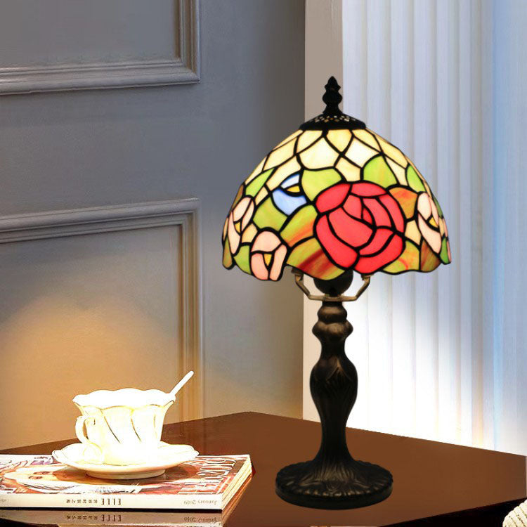 Traditional Tiffany Resin Glass Umbrella Shape 1-Light Table Lamp For Bedroom